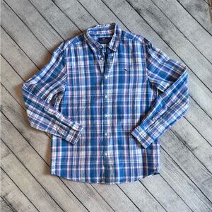 Vineyard Vines Men’s Button Down Shirt, Sz. S, Blue & White Plaid, FREE SHIP!